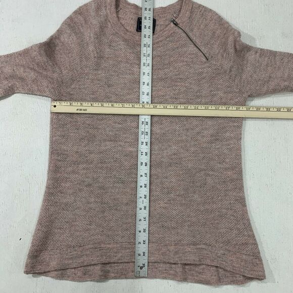 Abercrombie & Fitch Marled Knit Sweater Womens L Large Pink Gray Zip Shoulder - Picture 7 of 12